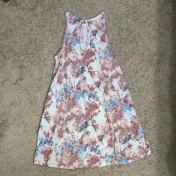 MTS Watercolor Floral Blue And Pink M Dress - Picture 2 of 5